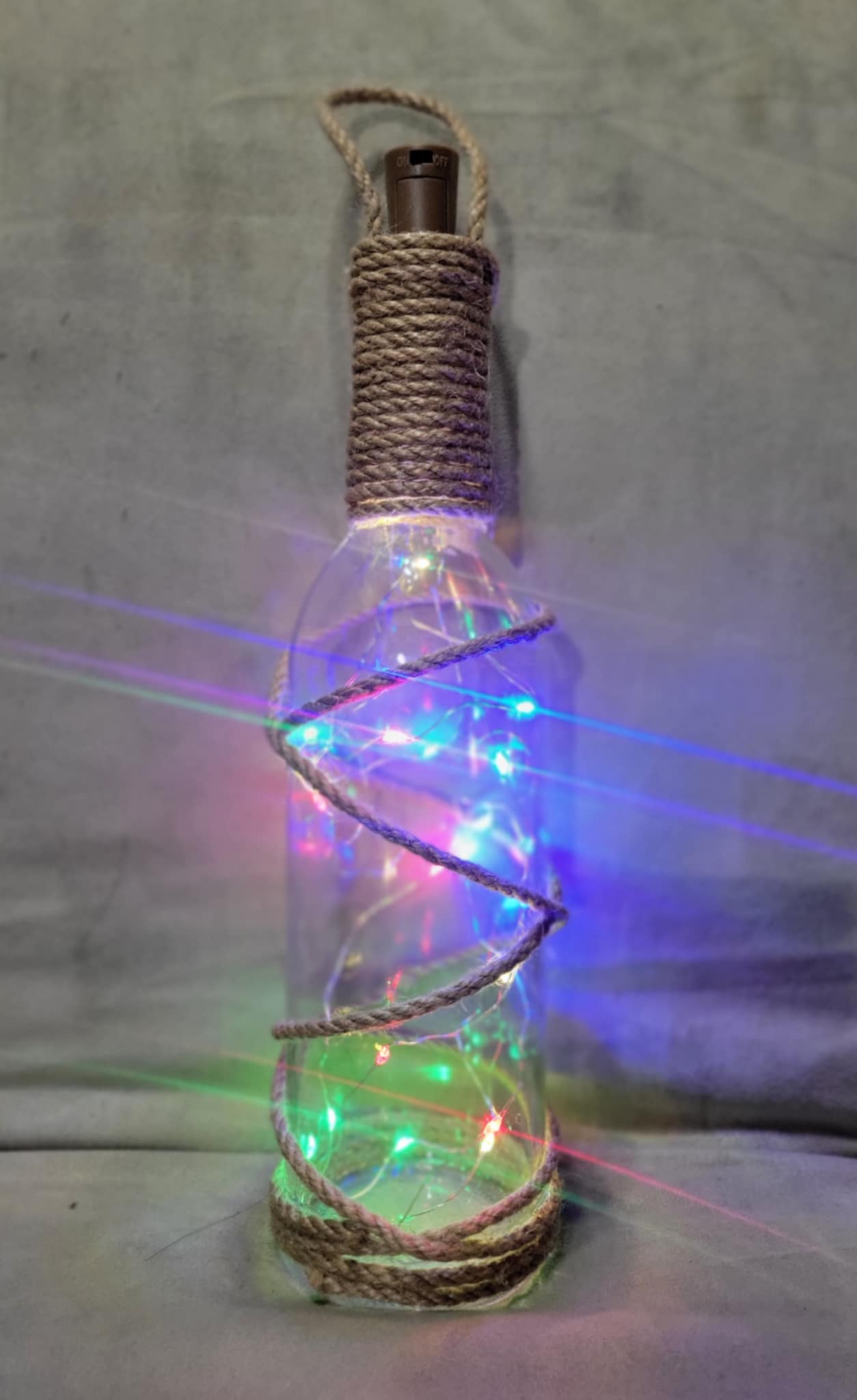 Wine Bottle Light - Clear with Multi-Colored Lights