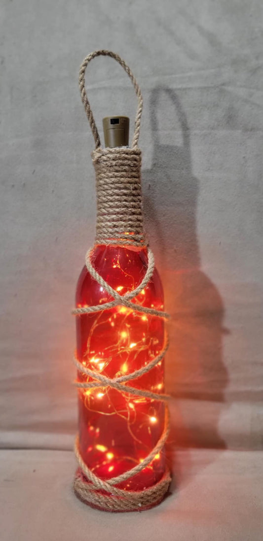 Wine Bottle Light - Red with Warm White Lights